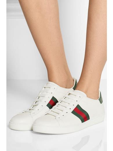 gucci new ace crocodile trimmed leather sneakers|Gucci new ace sneakers women's.